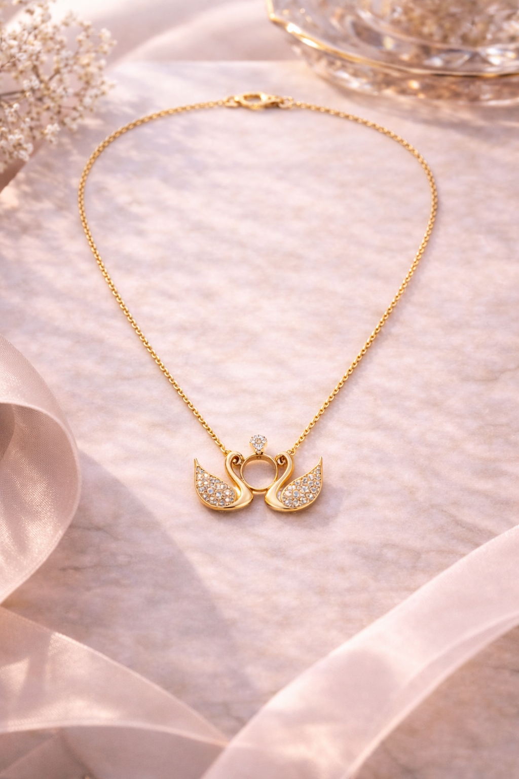 Twin Bird Heart Pendant
