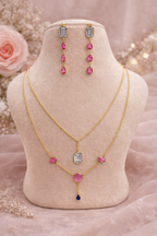 Double-Layered Pendant with Drop Earrings