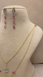 Double-Layered Pendant with Drop Earrings